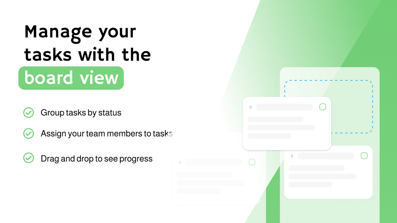 ShopTasks board workspace with cards grouped by status